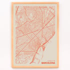 Minimalist map of Barcelona by Moryarty Poster showing a minimalist map of Barcelona titled Minimalist Map of Barcelona 1 by Moryarty with red lines on a beige background.