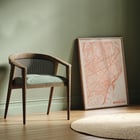 Minimalist map of Barcelona by Moryarty Poster showing a minimalist map of Barcelona titled Minimalist Map of Barcelona 1 by Moryarty with red lines on a beige background.