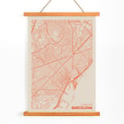 Minimalist map of Barcelona by Moryarty Poster showing a minimalist map of Barcelona titled Minimalist Map of Barcelona 1 by Moryarty with red lines on a beige background.
