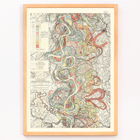 Colorful map of the Mississippi River showing historical meanders by Harold Fisk titled Alluvial Valley of the Mississippi River Poster of Harold Fisk's artwork titled Alluvial Valley of the Mississippi River depicting colorful meander patterns of the river