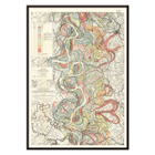 Colorful map of the Mississippi River showing historical meanders by Harold Fisk titled Alluvial Valley of the Mississippi River Poster of Harold Fisk's artwork titled Alluvial Valley of the Mississippi River depicting colorful meander patterns of the river