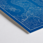Detailed London Map Artwork titled Minimalist London Map by the artist Poster of a minimalist London map artwork with blue background and white map details artist Anonymous featuring major landmarks