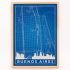 Mappa di Buenos Aires minimalista da parete di Minimalist Poster con una mappa minimalista di Buenos Aires realizzata dall'artista Minimalist Buenos Aires Map con strade e punti di riferimento della città.