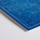 Art print featuring a minimalist map of Montpellier by Minimalist Montpellier Map. Poster featuring a detailed blue and white map of Montpellier with city landmarks and the title Minimalist Montpellier Map