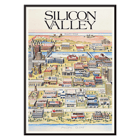 Silicon Valley Map illustration by Kirby Scudder featuring notable tech companies Poster illustrating a map of Silicon Valley featuring various tech company logos artist Kirby Scudder title Silicon Valley Map