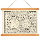 Illustrated map featuring various dog breeds around the world by Frantz E titled Dogs of All Nations Map Poster titled Dogs of All Nations Map by Frantz E featuring various dog breeds from different countries around the world.