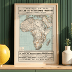 Karte von Afrika von F. Schrader, F. Prudent und E. Anthoine aus L'Afrique en l'Atlas de géographie moderne Poster zeigt eine detaillierte Karte von Afrika mit geografischen Merkmalen aus dem Atlas de géographie moderne von Schrader Prudent Anthoine