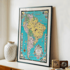 Colorful illustrated map of South America by Ernest Dudley Chase titled The Good Neighbor of South America. Colorful illustrated map of South America poster by Ernest Dudley Chase titled The good neighbor of South America