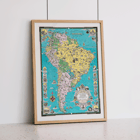 Colorful illustrated map of South America by Ernest Dudley Chase titled The Good Neighbor of South America. Colorful illustrated map of South America poster by Ernest Dudley Chase titled The good neighbor of South America
