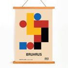 Bauhaus Poster 3 Inspired by the Weimar Exhibition features geometric shapes and bold colors. Abstract Bauhaus poster with geometric shapes and primary colors inspired by Weimar exhibition titled Poster Inspired by Weimar Exhibition