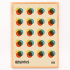 Bauhaus Poster 8 Inspired by the Weimar Exhibition featuring colorful overlapping circles in a grid pattern Bauhaus Poster 8 Inspired by the Weimar Exhibition features abstract colorful overlapping circles in a geometric pattern.