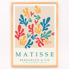 Colorful abstract shapes by Matisse in Papiers découpés 2. Poster Papiers découpés 2 inspired by Matisse featuring colorful abstract shapes and text reading Matisse Berggruen & Cie Paris