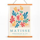 Colorful abstract shapes by Matisse in Papiers découpés 2. Poster Papiers découpés 2 inspired by Matisse featuring colorful abstract shapes and text reading Matisse Berggruen & Cie Paris