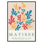 Colorful abstract shapes by Matisse in Papiers découpés 2. Poster Papiers découpés 2 inspired by Matisse featuring colorful abstract shapes and text reading Matisse Berggruen & Cie Paris