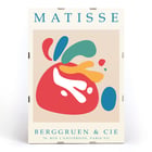 Colorful abstract art by Matisse titled Papiers découpés 4 displayed at Berggruen & Cie gallery in Paris. Poster of Papiers découpés 4 inspired by Matisse with colorful abstract shapes from Berggruen and Cie Rue L'Université Paris.