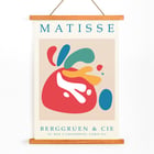 Colorful abstract art by Matisse titled Papiers découpés 4 displayed at Berggruen & Cie gallery in Paris. Poster of Papiers découpés 4 inspired by Matisse with colorful abstract shapes from Berggruen and Cie Rue L'Université Paris.