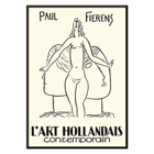 Dessin d'une figure nue dans l'art hollandais contemporain par Paul Fierens dans L'Art Hollandais contemporain Poster d'une illustration de femme nue intitulée L'Art Hollandais contemporain par Paul Fierens en lignes noires et blanches.
