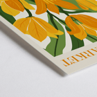Yellow flowers illustrated in Flower Market Lisbon by Moryarty Poster featuring yellow-orange flowers with green leaves titled Flower Market Lisbon by Moryarty