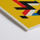 Geometric abstract design by Bauhaus 20 artist. Poster featuring geometric abstract art on yellow background titled "Bauhaus" by the artist 20.