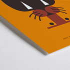 Almanaque magazine cover by Sebastiao Rodrigues featuring abstract animal artwork. Poster of Almanaque magazine cover featuring abstract face design by Sebastiao Rodrigues on an orange background.