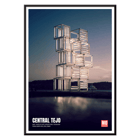 Central Tejo by Pedro Cabrita Reis at Mo Art Gallery Lisbon featuring illuminated architectural sculpture. Poster featuring Central Tejo in Lisbon by Pedro Cabrita Reis displayed by Mo Art Gallery with a modern architectural structure.
