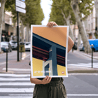Abstract view of 25th of April Bridge Lisbon by Mo Art Gallery Poster featuring an artistic view of the 25th of April Bridge Lisbon by Mo Art Gallery with bold geometric design.