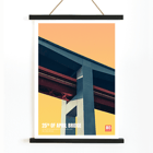 Abstract view of 25th of April Bridge Lisbon by Mo Art Gallery Poster featuring an artistic view of the 25th of April Bridge Lisbon by Mo Art Gallery with bold geometric design.