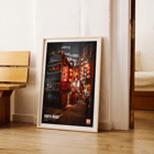 Tokyo street at night with lanterns by Mo Art Gallery titled Tokyo Night Poster depicting a vibrant Tokyo street at night with illuminated lanterns titled Tokyo Night by Mo Art Gallery.