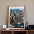 Aerial view of Manhattan New York by Mo Art Gallery. Poster of Manhattan skyline in New York titled Manhattan New York by Mo Art Gallery.