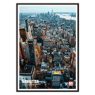 Aerial view of Manhattan New York by Mo Art Gallery. Poster of Manhattan skyline in New York titled Manhattan New York by Mo Art Gallery.