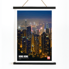 Hong Kong skyline at night captured in Hong Kong Nightview by Mo Art Gallery Poster titled Hong Kong Nightview by Mo Art Gallery showcasing a vibrant city skyline at night with illuminated skyscrapers.