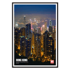 Hong Kong skyline at night captured in Hong Kong Nightview by Mo Art Gallery Poster titled Hong Kong Nightview by Mo Art Gallery showcasing a vibrant city skyline at night with illuminated skyscrapers.
