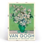 Vase of white roses by Vincent van Gogh Roses painting Museum of Modern Art artwork This poster features Roses by Vincent van Gogh showcasing a bouquet of white roses in a green vase against a soft green background.