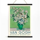 Vase of white roses by Vincent van Gogh Roses painting Museum of Modern Art artwork This poster features Roses by Vincent van Gogh showcasing a bouquet of white roses in a green vase against a soft green background.