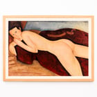 Girl from the Back by Amedeo Modigliani nude female portrait in reclining pose on a red background Poster of a nude woman reclining on a red blanket titled Girl from the Back by Amedeo Modigliani.