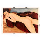 Girl from the Back by Amedeo Modigliani nude female portrait in reclining pose on a red background Poster of a nude woman reclining on a red blanket titled Girl from the Back by Amedeo Modigliani.