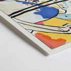 Abstract expressionist artwork Der Blaue Reiter by Wassily Kandinsky featuring vibrant colors and dynamic shapes. Abstract art poster with vibrant colors and geometric shapes titled Der Blaue Reiter by Wassily Kandinsky.