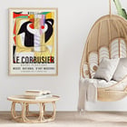 Vibrant abstract artwork featuring bold geometric shapes by Le Corbusier titled Métamorphose du violon. Colorful abstract art poster titled Métamorphose du violon by Le Corbusier displayed at Musée National d'Art Moderne