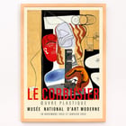 Arbalète I Londres de Le Corbusier obra de arte abstrata com formas geométricas e cores vibrantes Pôster apresentando a obra de arte abstrata Arbalète I de Le Corbusier com cores fortes e formas geométricas exibida em uma exposição de museu.
