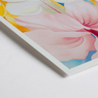 Hibiscus with Plumeria by Georgia O'Keeffe features large vibrant flowers in a colorful composition. Poster of Hibiscus with Plumeria by Georgia O’Keeffe featuring vibrant pink and white flowers with a colorful background