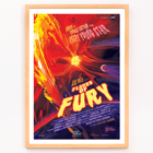 Colorful space-themed illustration featuring vibrant solar flares with planets and stars titled Flares of Fury by NASA Poster of Flares of Fury by NASA featuring a bright red and orange fiery explosion with text and celestial elements in the background.