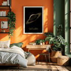 Illustration of planet Saturn by NASA. Poster of the artwork Saturn by NASA featuring the planet Saturn with its rings against a black background.