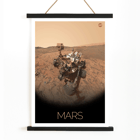 El rover de exploración de Marte de la NASA en el cartel Rover en Marte Póster titulado Rover on Mars de la NASA presenta una imagen de un rover de Marte en la superficie marciana con un logotipo de la NASA en la esquina superior derecha.