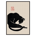 Pòster amb una il·lustració minimalista de gat negre titulada Black Cat 3 amb cal·ligrafia vermella sobre fons beix.
