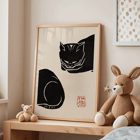 Ink illustration of a black cat by Black Cat 4 artist. Poster featuring the artwork Black Cat by Anonymous depicting a stylized black cat with minimalist brush strokes.
