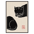 Ink illustration of a black cat by Black Cat 4 artist. Poster featuring the artwork Black Cat by Anonymous depicting a stylized black cat with minimalist brush strokes.