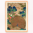 Paon chinois et fleurs