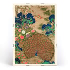 Paon chinois et fleurs