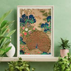 Paon chinois et fleurs