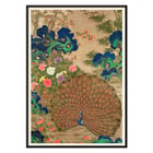 Paon chinois et fleurs